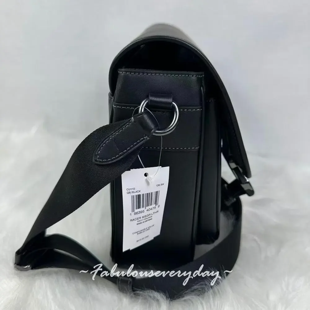 Coach Men Racer Messenger Bag Crossbody In Leather/Qb/Black CU110 NWT